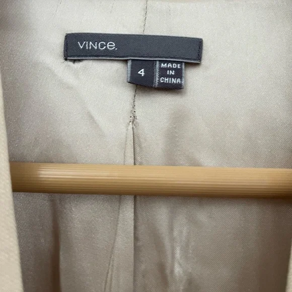VINCE linen blend blazer tan khaki 4 - Picture 2 of 4
